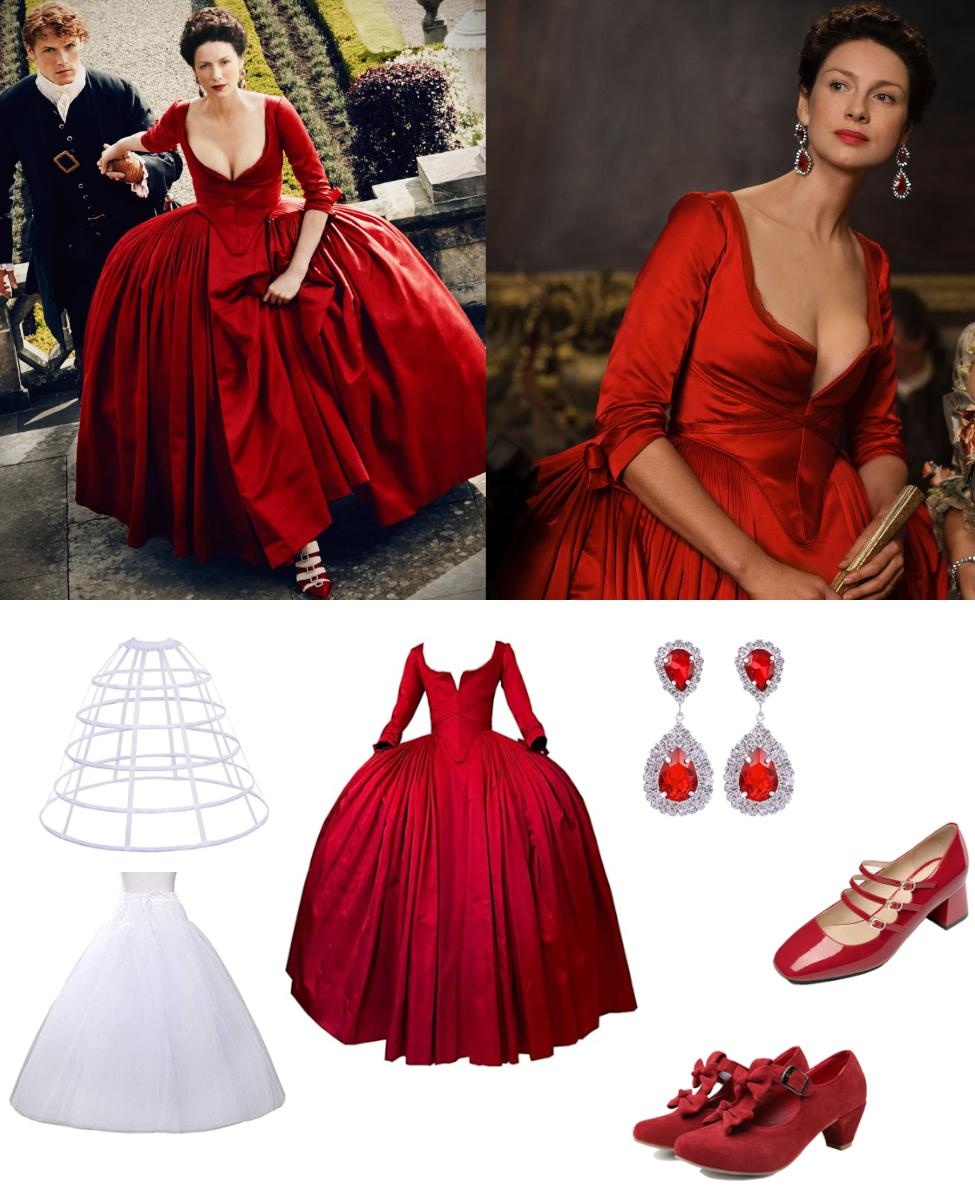 Claire Randall Fraser Outlander Season 2 Red Dress Costume Guide 1 Claire Randall Fraser Outlander Season 2 Red Dress Costume Guide